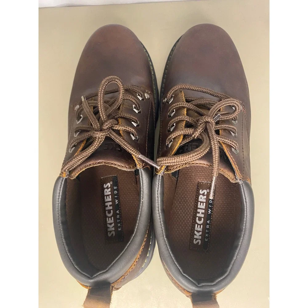 Skechers Mens Brown Leather Tom Cats Boots Utility Shoes Brown 11 Extra Wide
